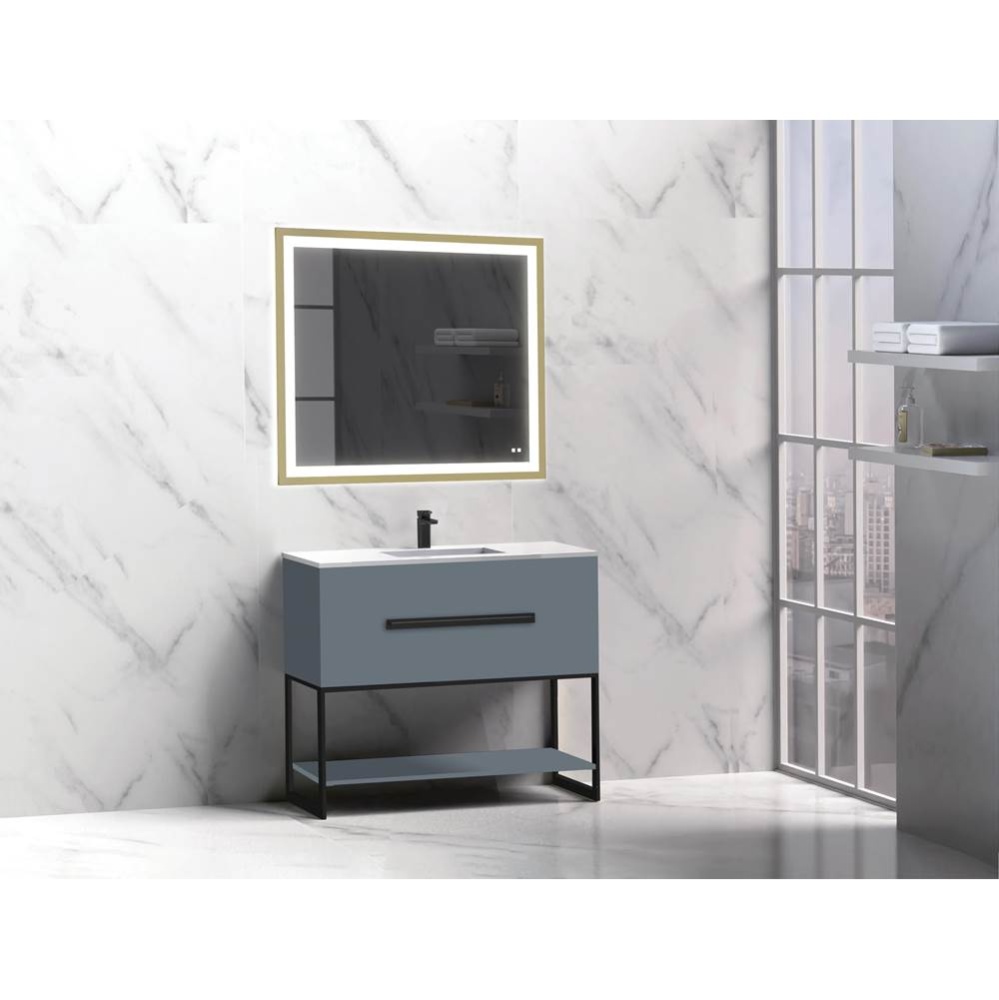 Loft 36'' Free Standing Vanity Cabinet Studio Grey/HW: Polished Chrome(PC)