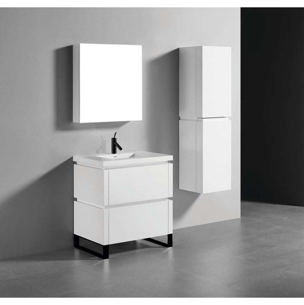 Metro 30'' Free Standing  Vanity Cabinet in  White/HW: Polished Chrome(PC)