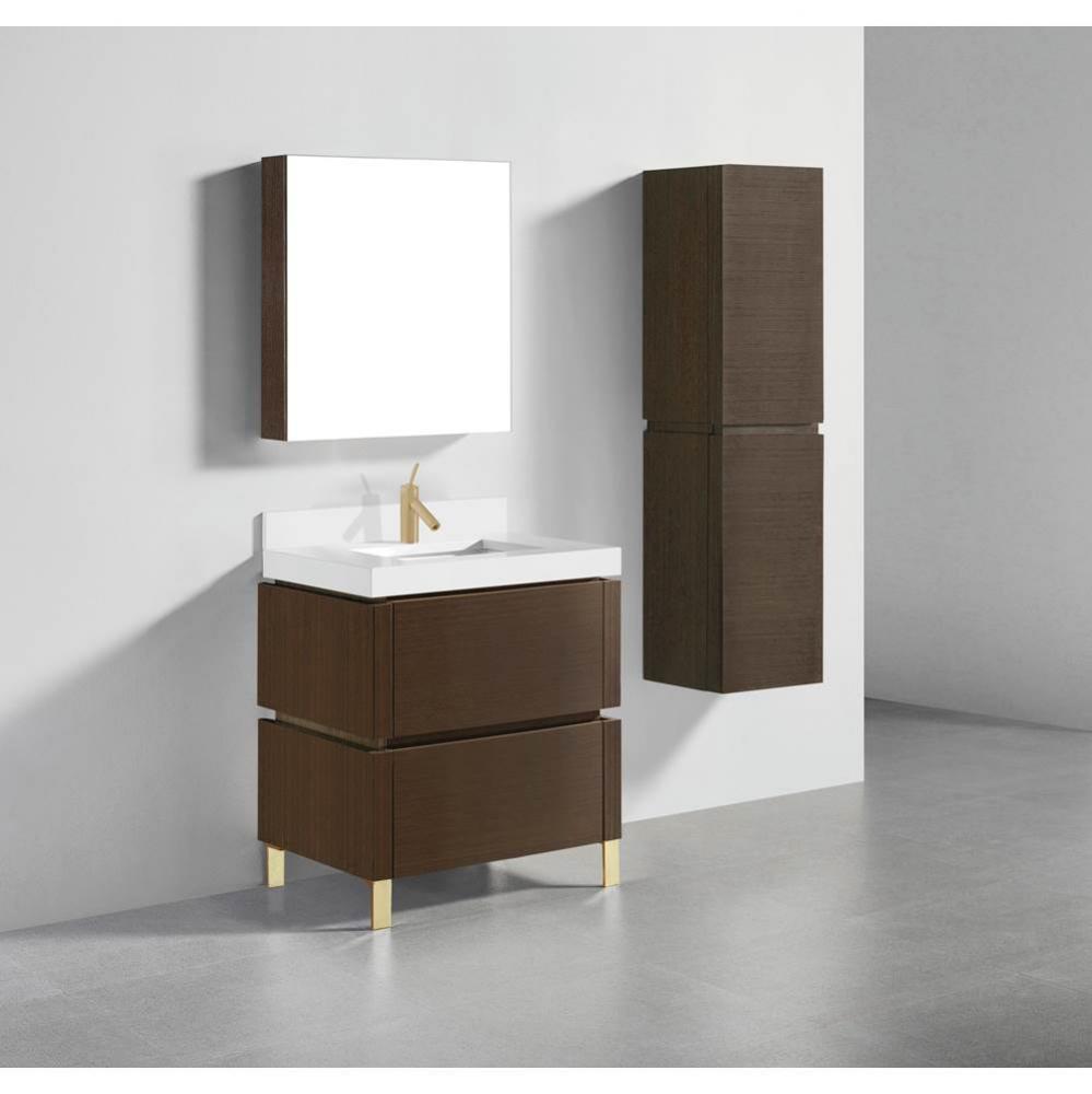 Metro 30'' Free Standing  Vanity Cabinet in  Walnut/HW: Polished Chrome(PC)