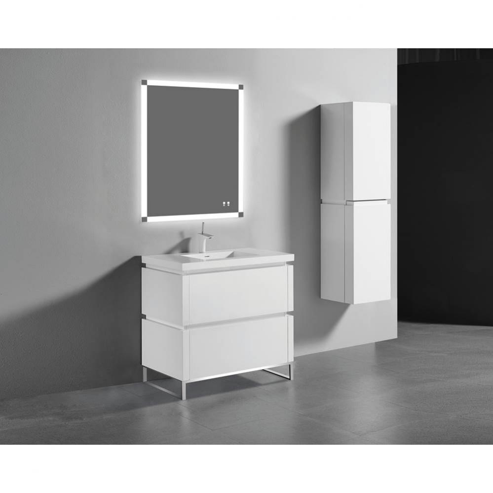Metro 36'' Free Standing  Vanity Cabinet in  White/HW: Polished Chrome(PC)
