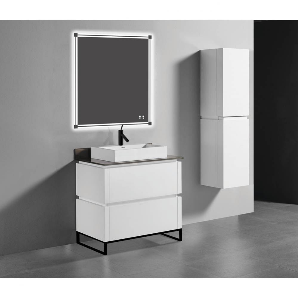 Metro 42'' Free Standing  Vanity Cabinet in  White/HW: Polished Chrome(PC)