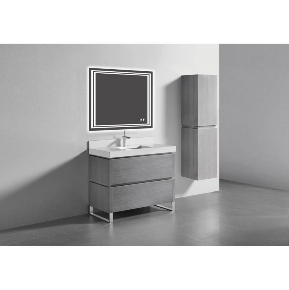 Metro 42'' Free Standing  Vanity Cabinet in Ash Grey/HW: Polished Chrome(PC)