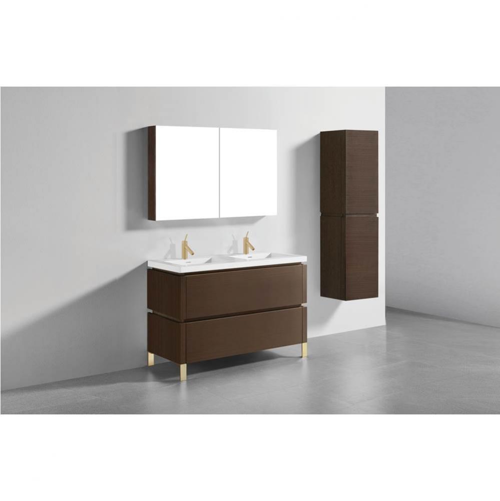 Metro 48D'' Free Standing  Vanity Cabinet in  Walnut/HW: Polished Chrome(PC)