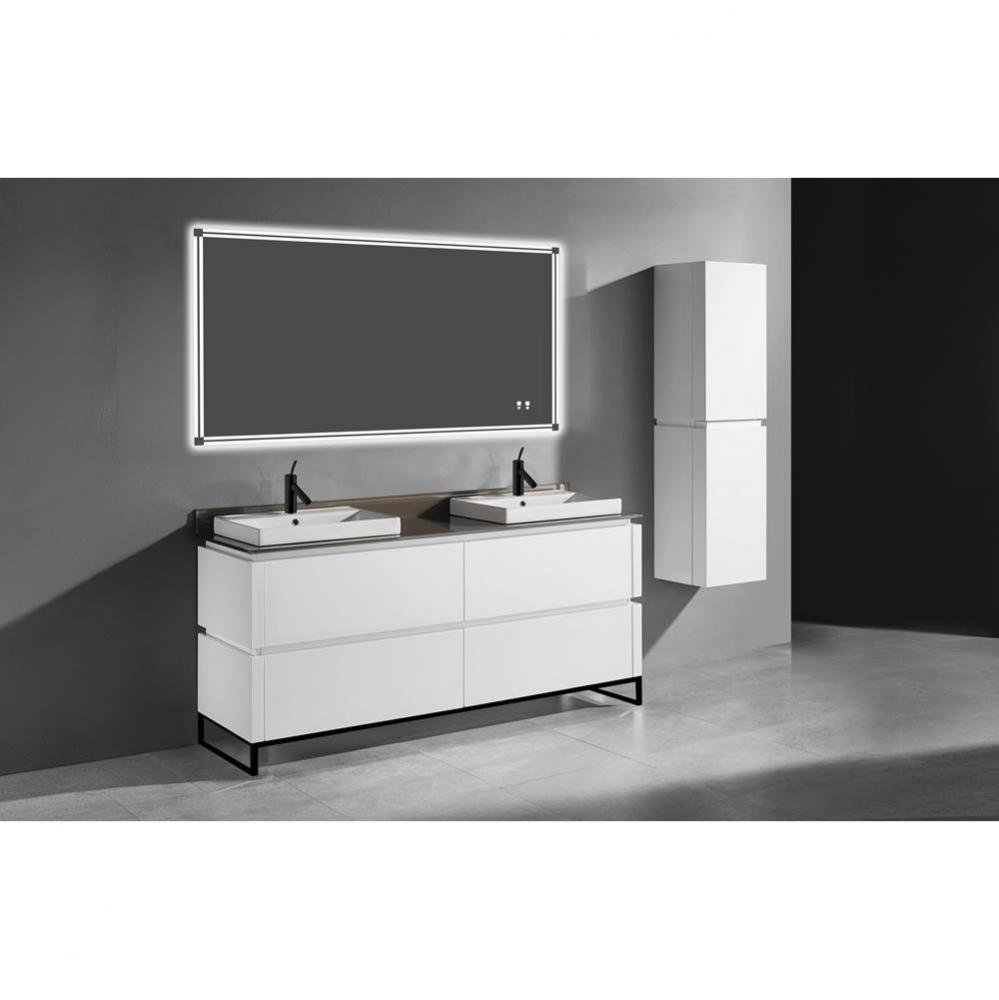 Metro 72D'' Free Standing  Vanity Cabinet in  White/HW: Polished Chrome(PC)