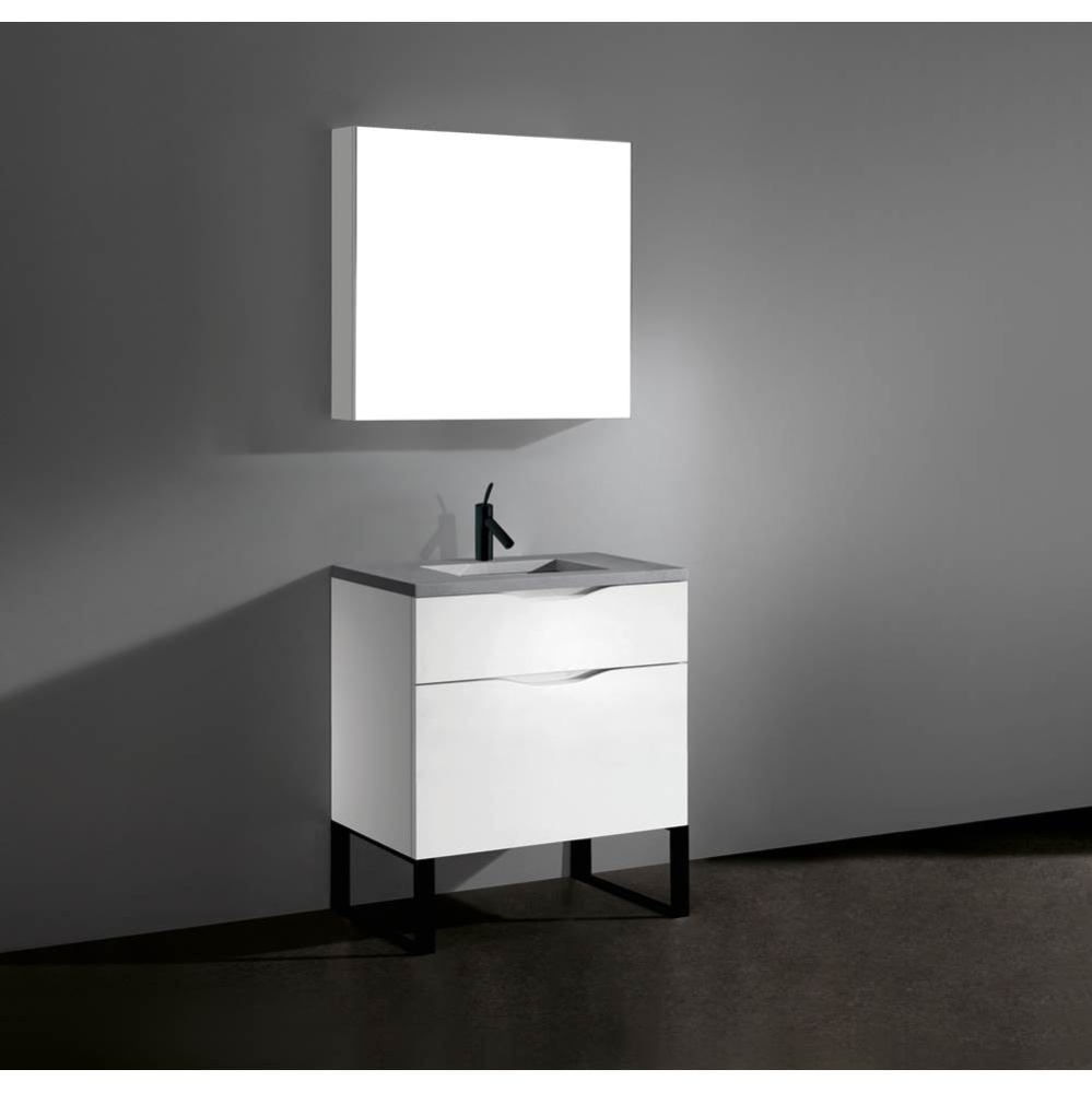 Milano 30'' Free Standing Vanity Cabinet White/HW: Polished Chrome(PC)