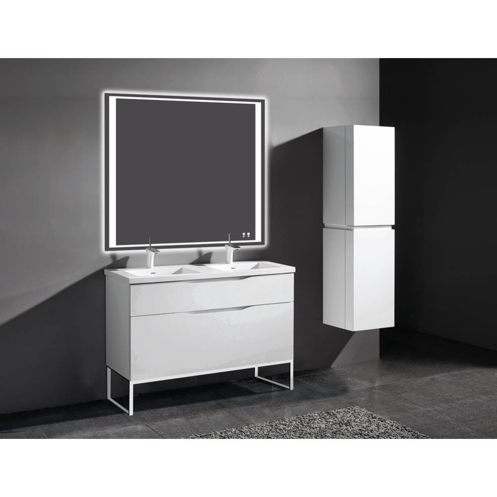 Milano 48D'' Free Standing Vanity Cabinet White/HW: Polished Chrome(PC)