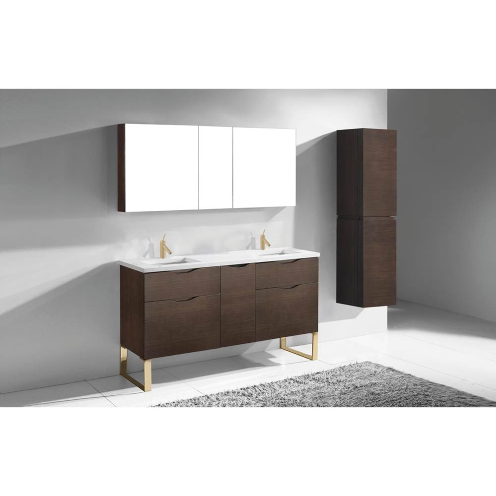 Milano 60D'' Free Standing Vanity Cabinet Walnut/HW: Polished Chrome(PC)