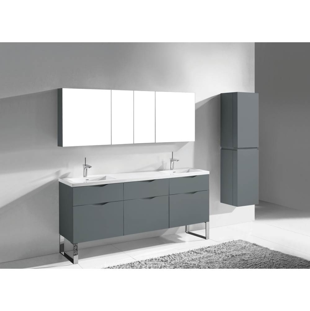 Milano 72'' Free Standing Vanity Cabinet Studio Grey/HW: Polished Chrome(PC)