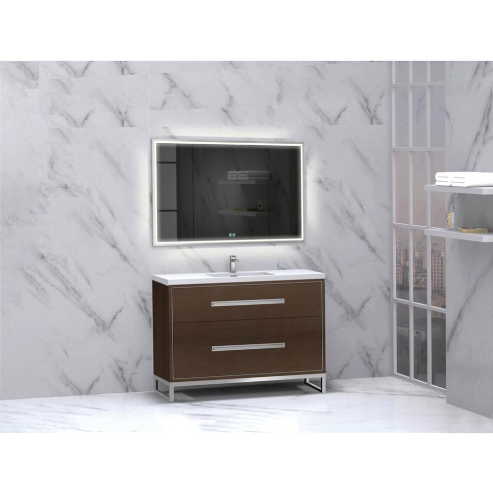 Pinnacle  48C'' Free Standing Vanity Cabinet in Walnut/HW:  Polished Chrome(PC)