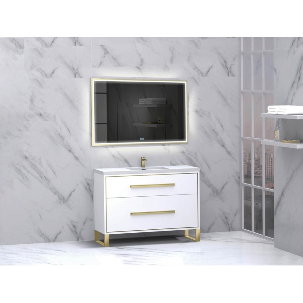Pinnacle  48C'' Free Standing Vanity Cabinet in White/HW:  Polished Chrome(PC)