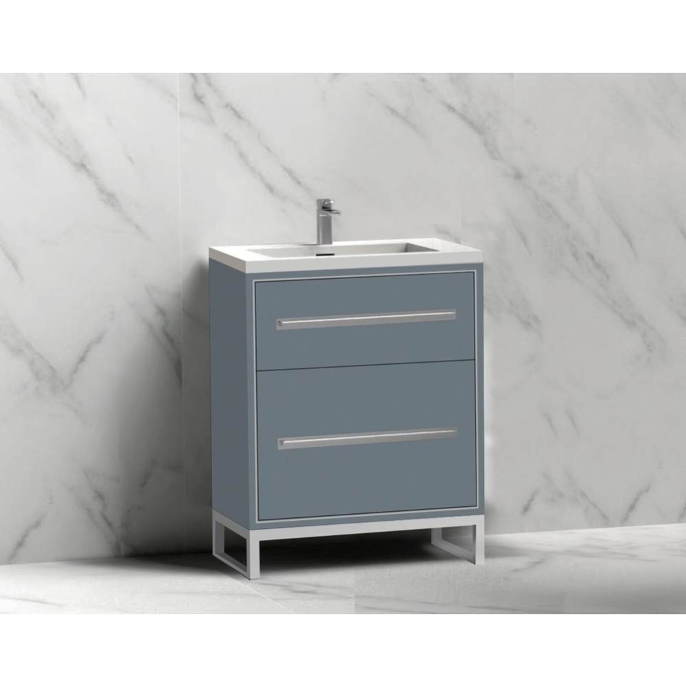 Pinnacle  24'' Free Standing Vanity Cabinet in Studio Grey/HW:  Polished Chrome(PC)
