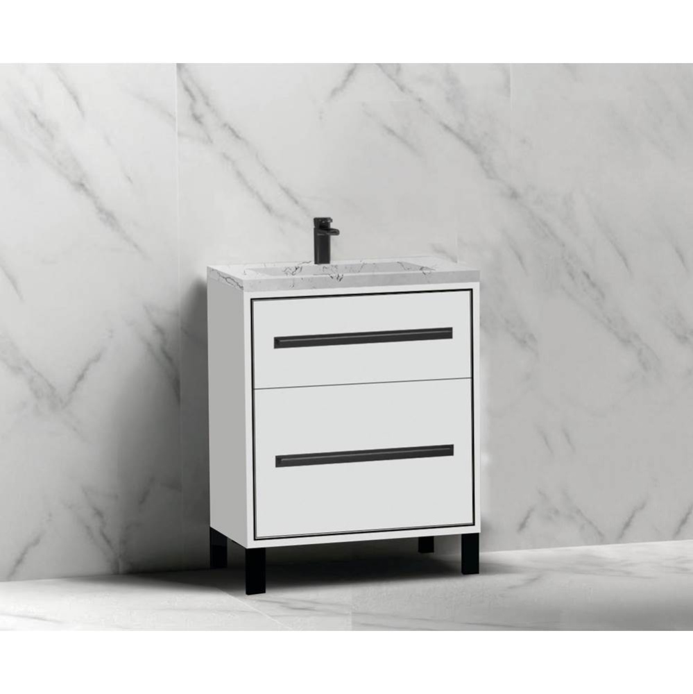 Pinnacle  24'' Free Standing Vanity Cabinet in White/HW:  Polished Chrome(PC)