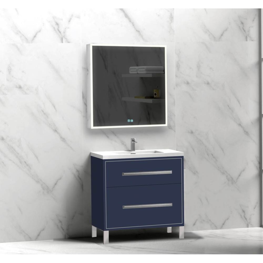 Pinnacle  30'' Free Standing Vanity Cabinet in Sapphire/HW:  Polished Chrome(PC)