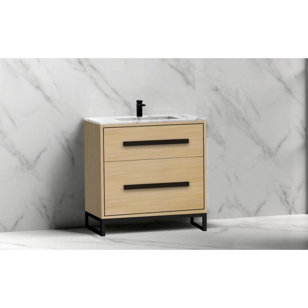 Pinnacle  30'' Free Standing Vanity Cabinet in Natural Oak/HW:  Polished Chrome(PC)