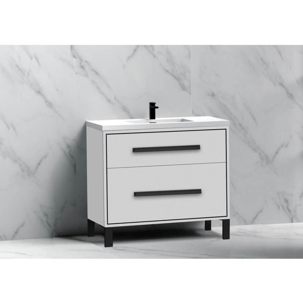 Pinnacle  36'' Free Standing Vanity Cabinet in White/HW:  Polished Chrome(PC)