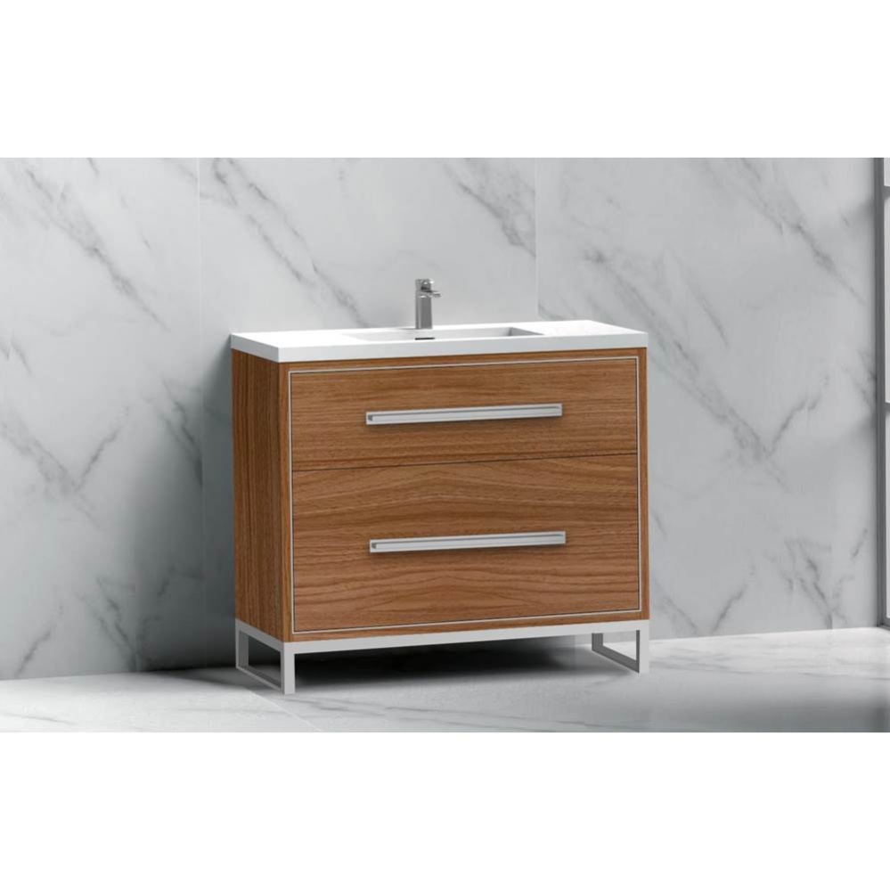 Pinnacle  36'' Free Standing Vanity Cabinet in Natural Walnut/HW:  Polished Chrome(PC)