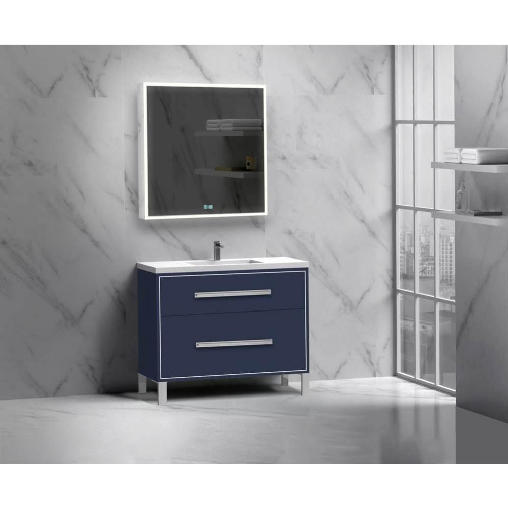 Pinnacle  42'' Free Standing Vanity Cabinet in Sapphire/HW:  Polished Chrome(PC)