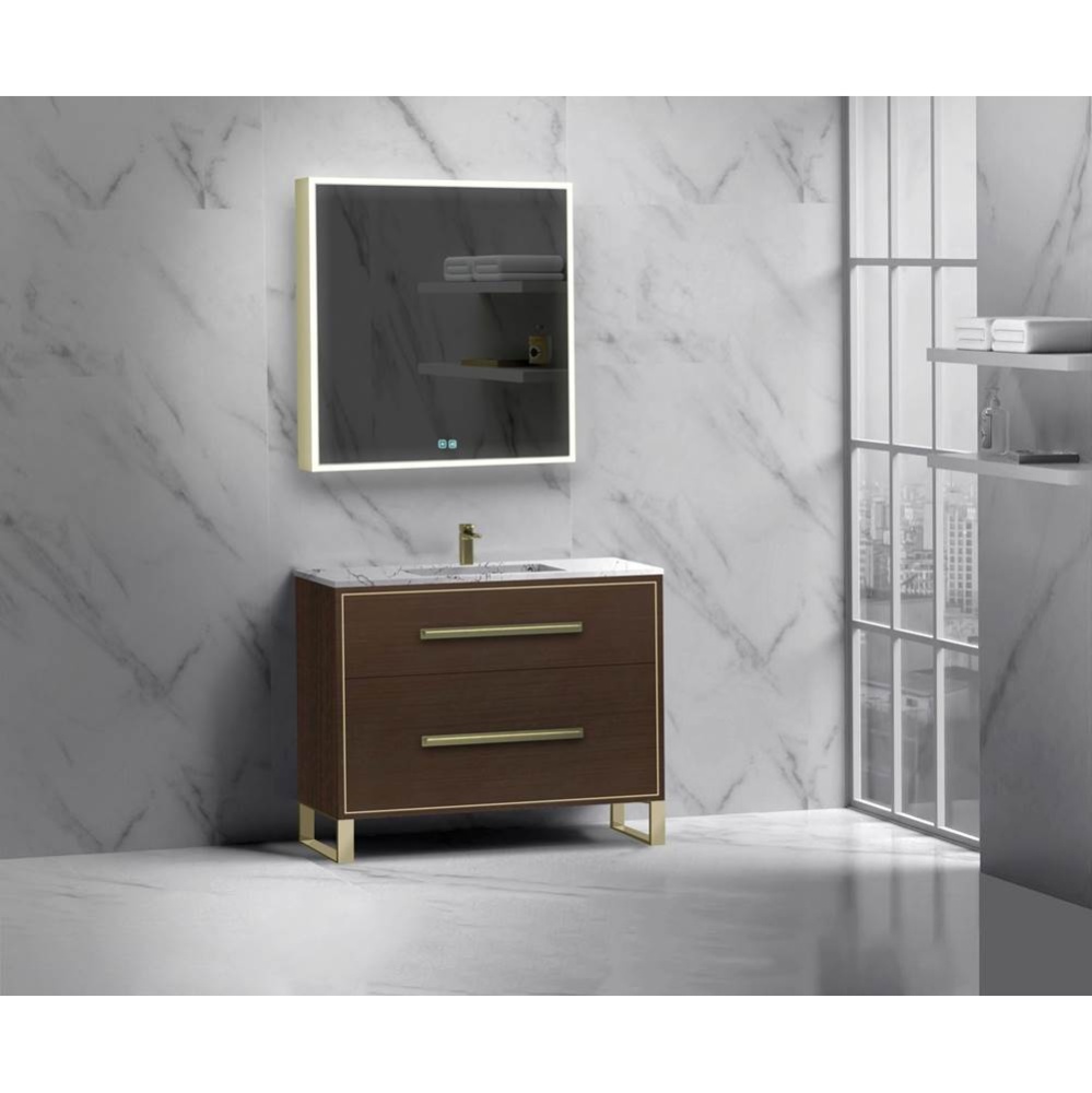 Pinnacle  42'' Free Standing Vanity Cabinet in Walnut/HW:  Polished Chrome(PC)