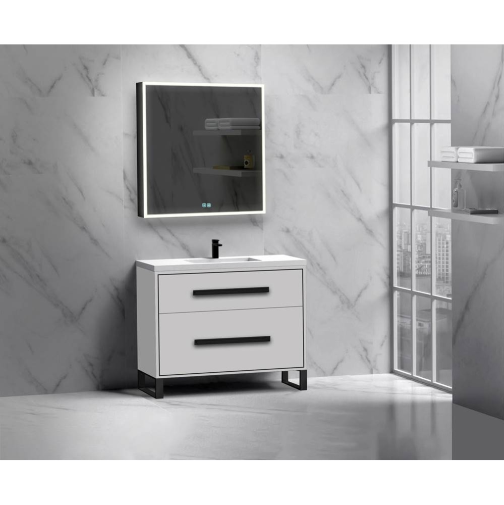 Pinnacle  42'' Free Standing Vanity Cabinet in White/HW:  Polished Chrome(PC)