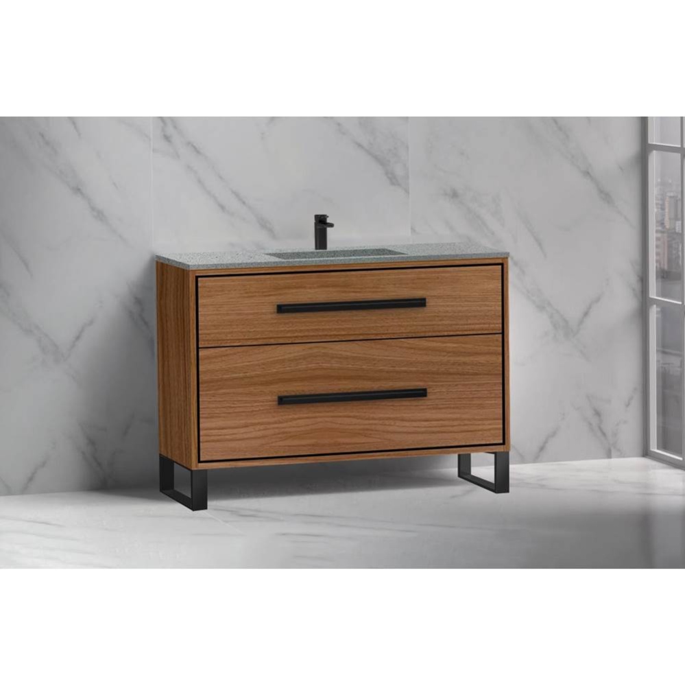 Pinnacle  48C'' Free Standing Vanity Cabinet in Natural Walnut/HW:  Polished Chrome(PC)