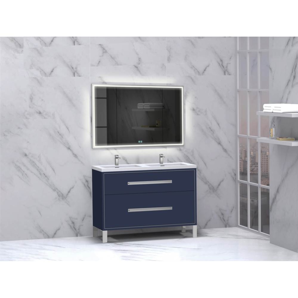 Pinnacle  48D'' Free Standing Vanity Cabinet in Sapphire/HW:  Polished Chrome(PC)