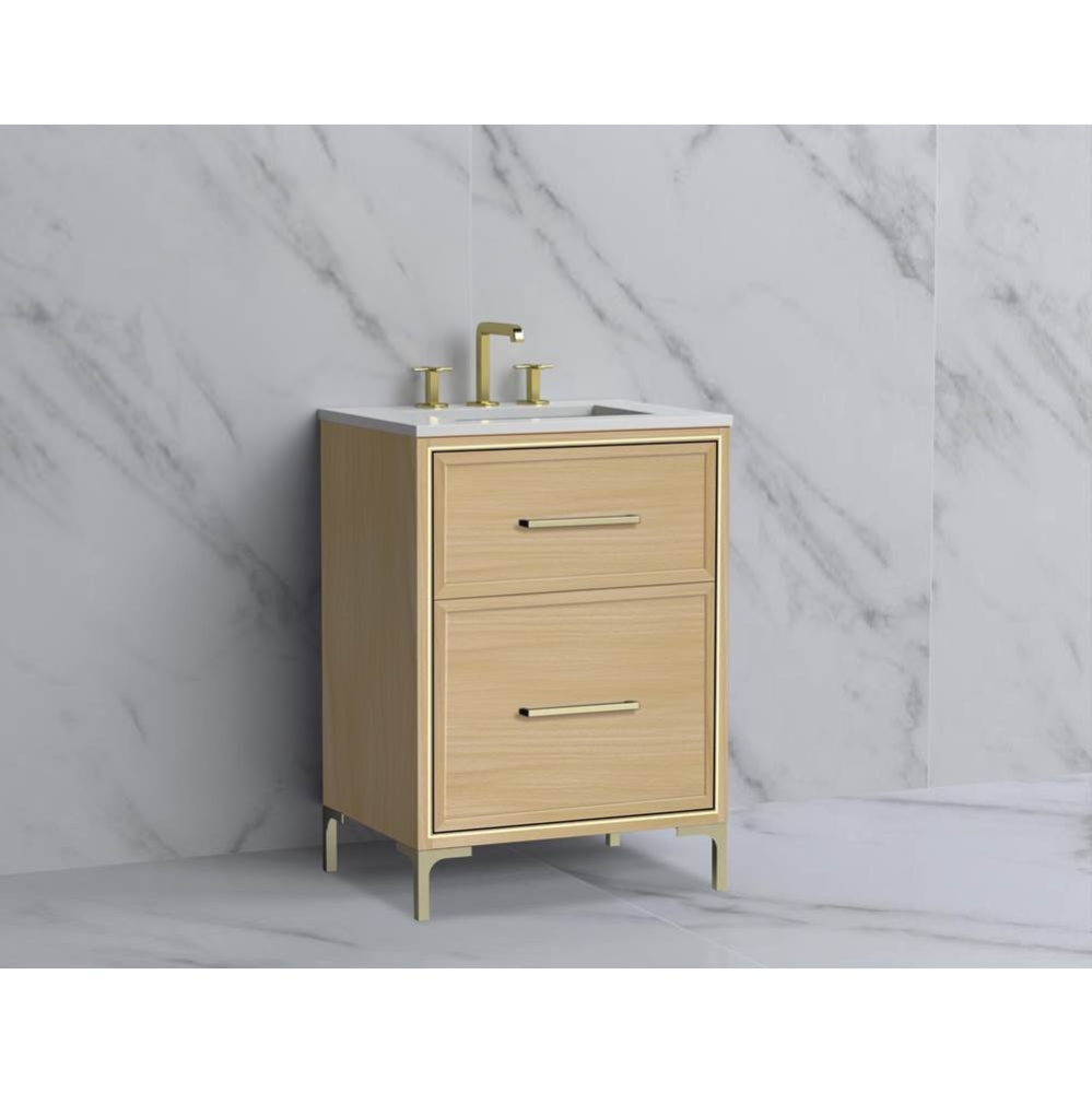 Profile 24'' Free standing Vanity Cabinet in Natural Oak/HW: Polished Chrome(PC)