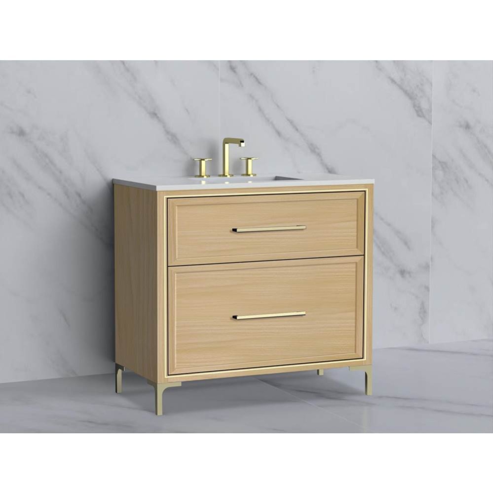 Profile 36'' Free standing Vanity Cabinet in Natural Oak/HW: Polished Chrome(PC)