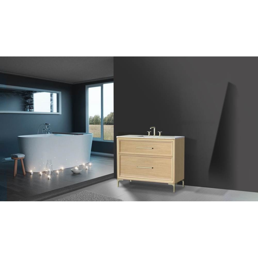 Profile 42'' Free standing Vanity Cabinet in Natural Oak/HW: Polished Chrome(PC)