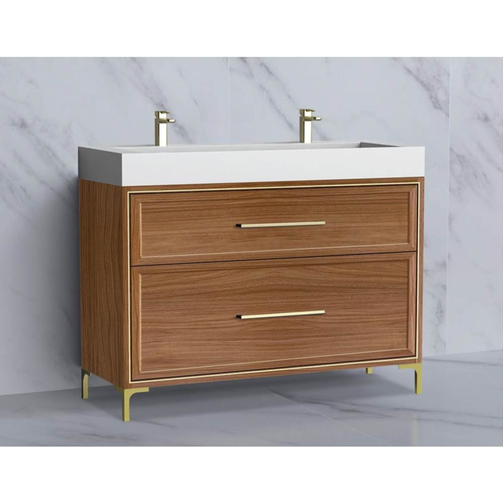 Profile 48D'' Free standing Vanity Cabinet in Natural Walnut/HW: Polished Chrome(PC)