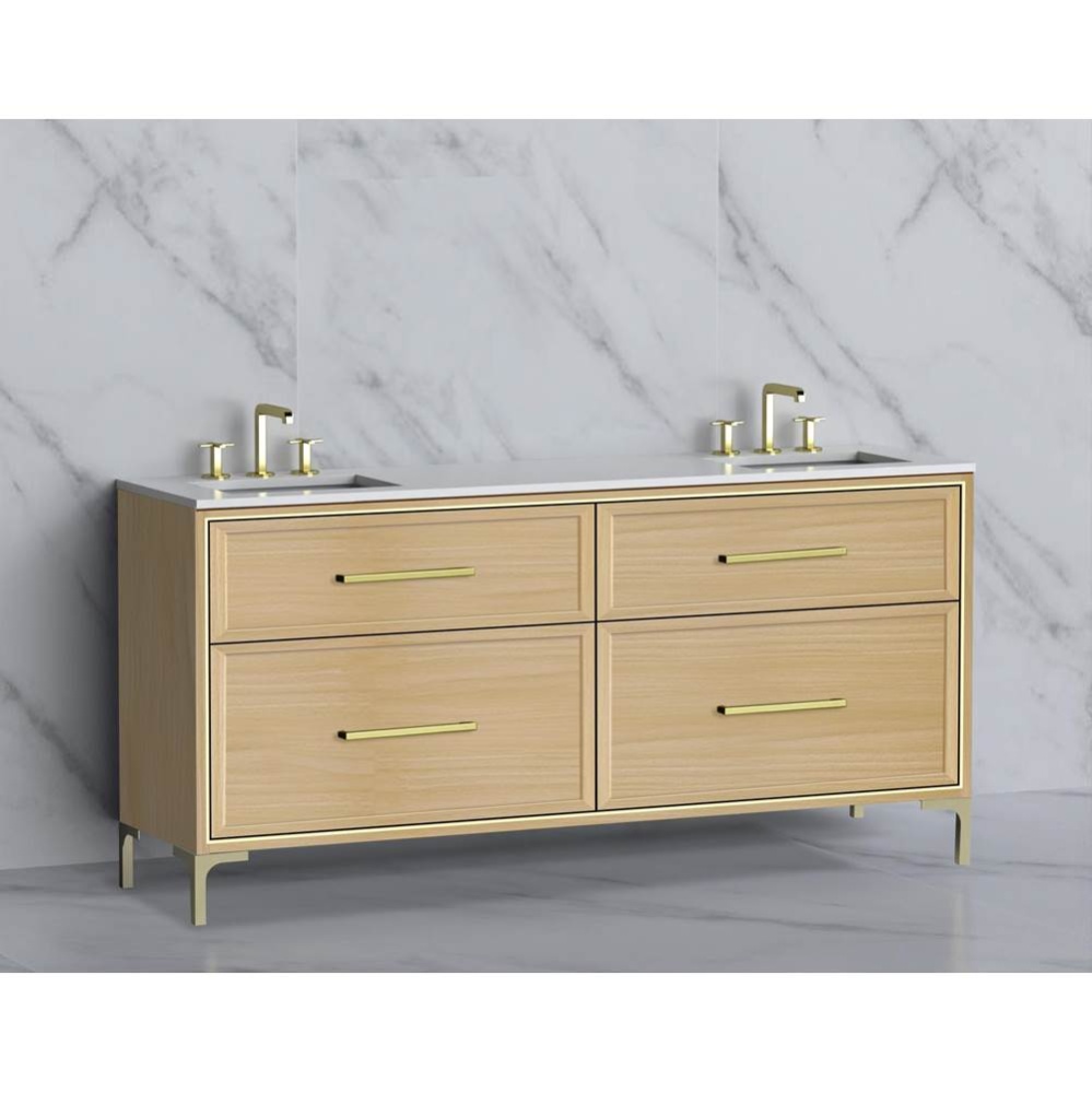Profile 72'' Free standing Vanity Cabinet in Natural Oak/HW: Polished Chrome(PC)
