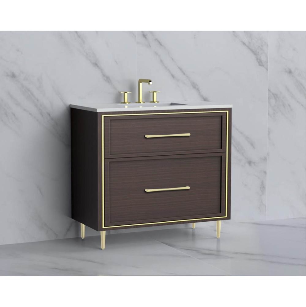 Profile 36'' Free standing Vanity Cabinet in Walnut/HW: Polished Chrome(PC)