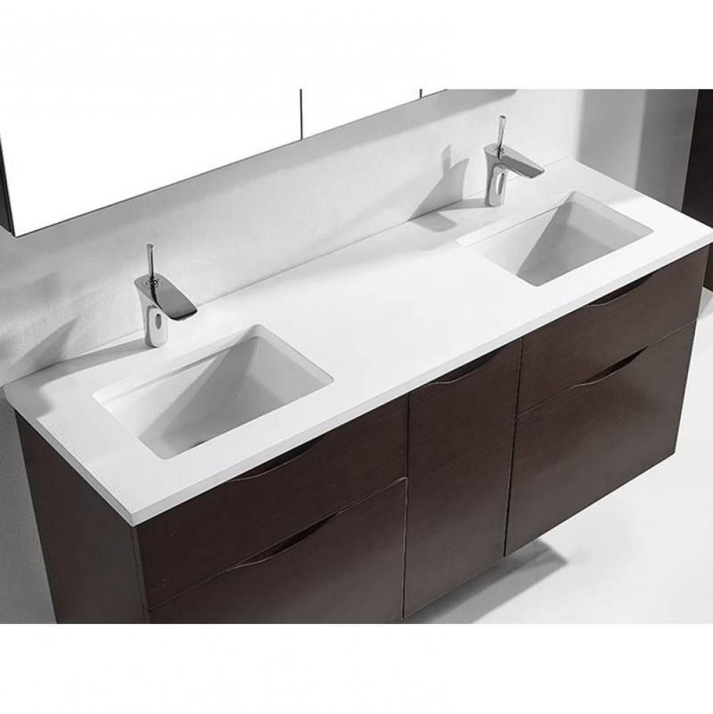 Quartzstone Countertop,  60'' x 18'' x 3/4'', Double Basin,  Single
