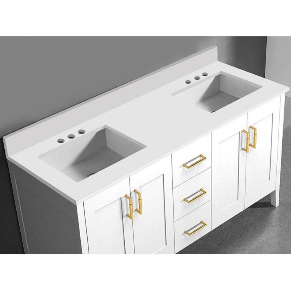 Quartzstone Countertop,  60'' x 18'' x 3/4'', Double Basin,  8'