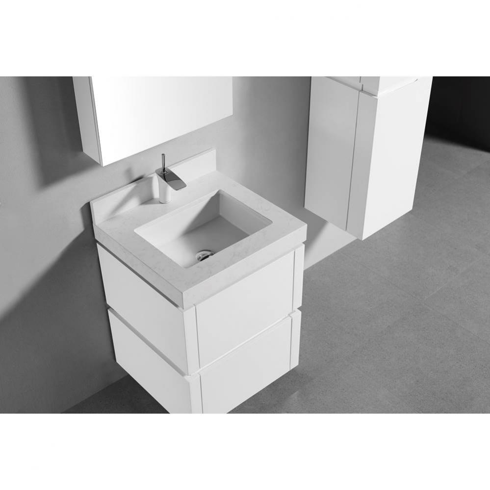 Quartzstone Countertop,  24'' x 22'' x 3'', Single Faucet Hole in Wh