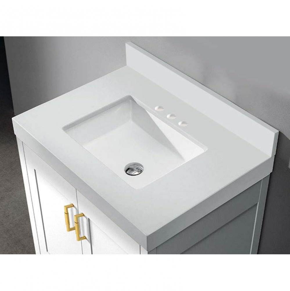 Quartzstone Countertop,  24'' x 22'' x 3'', 8'' Widespread