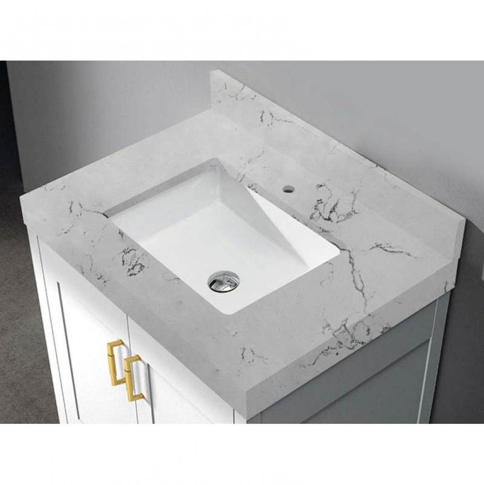 Quartzstone Countertop,  36'' x 22'' x 3'', Single Faucet Hole in Wh