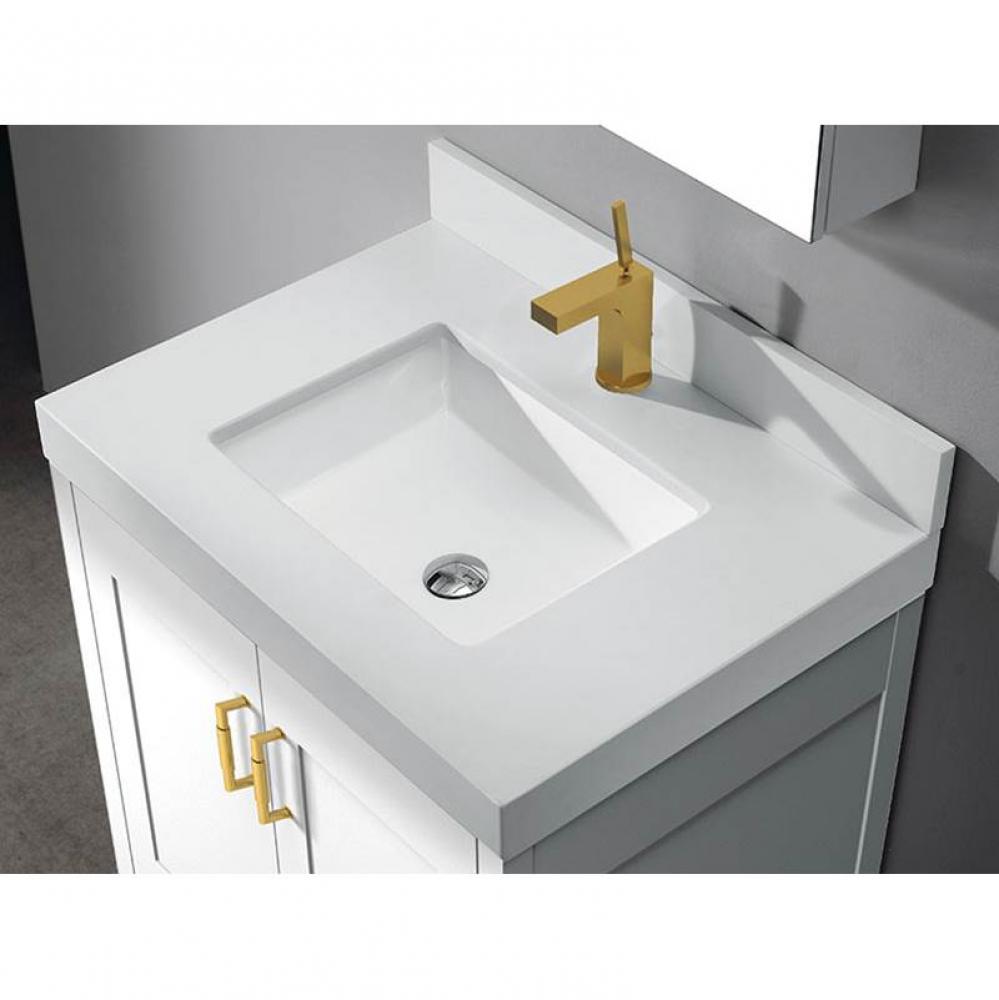 Quartzstone Countertop,  36'' x 22'' x 3'', Single Faucet Hole in Wh