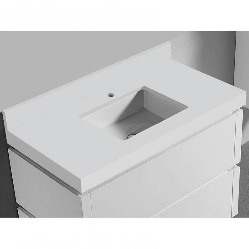 Quartzstone Countertop,  42'' x 22'' x 3'', Single Faucet Hole in Wh