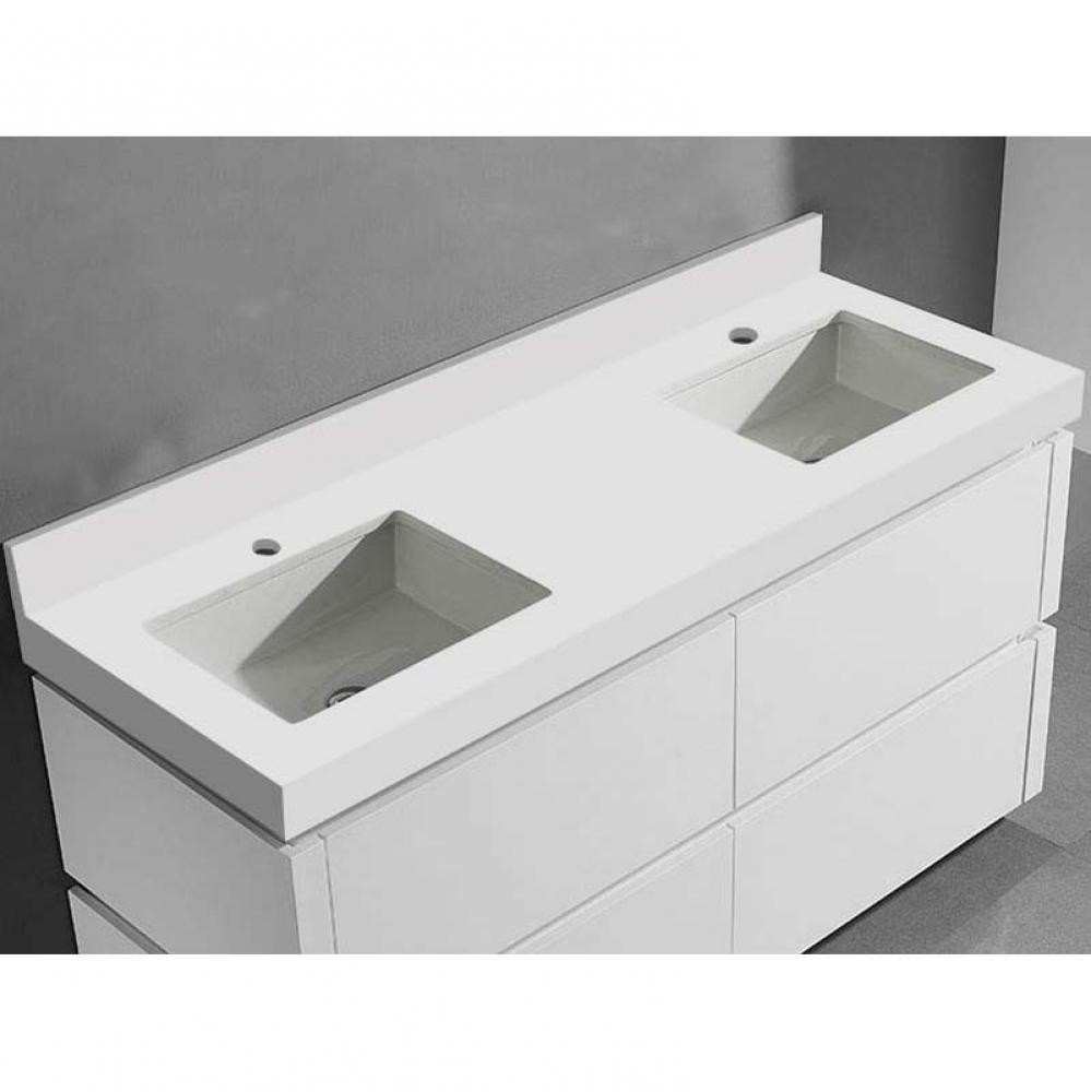 Quartzstone Countertop,  60'' x 22'' x 3'', Double Basin,  Single Fa