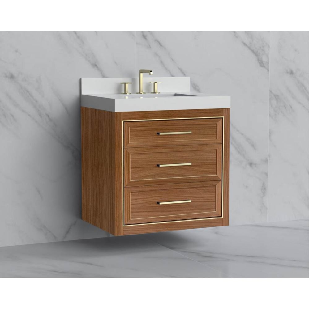 Renaissance 30'' Wall hung Vanity Cabinet in Natural Walnut/HW: Handles Polished Nickel(