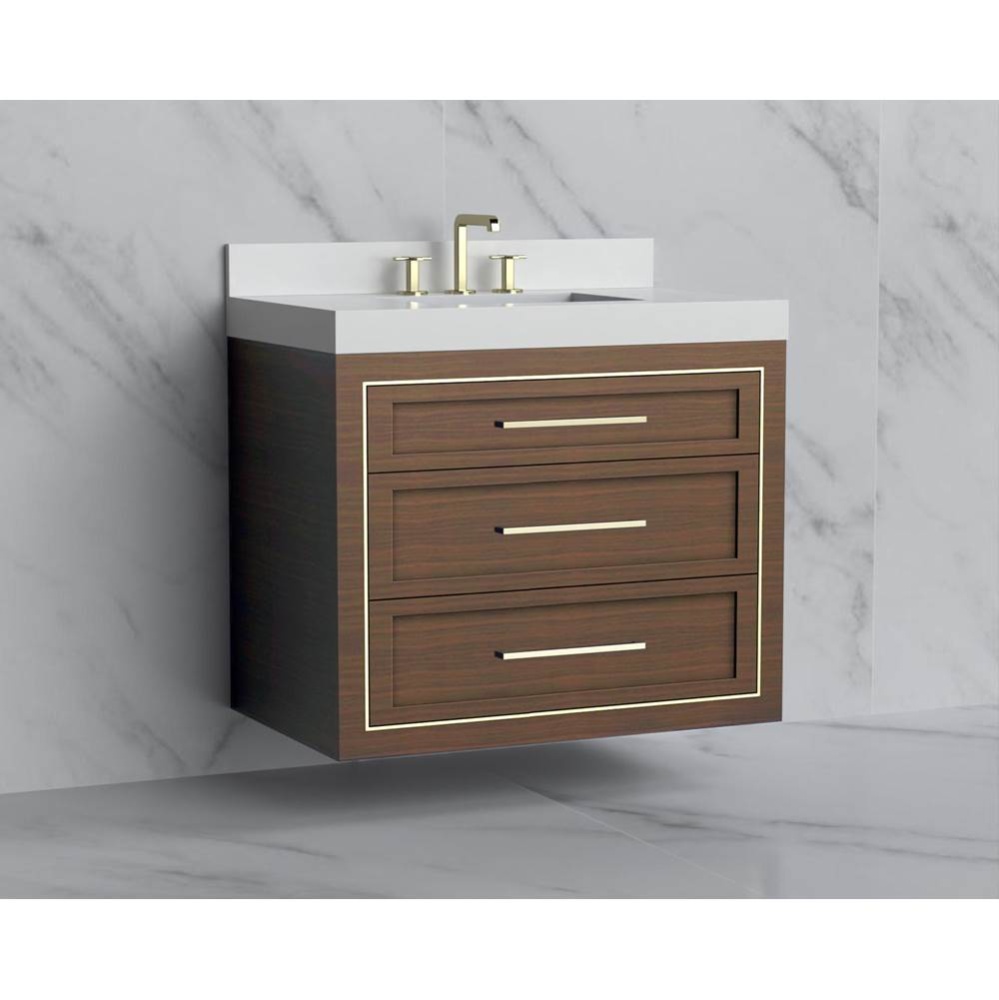 Renaissance 36'' Wall hung Vanity Cabinet in Coastal Grey/HW: Handles Polished Chrome(PC