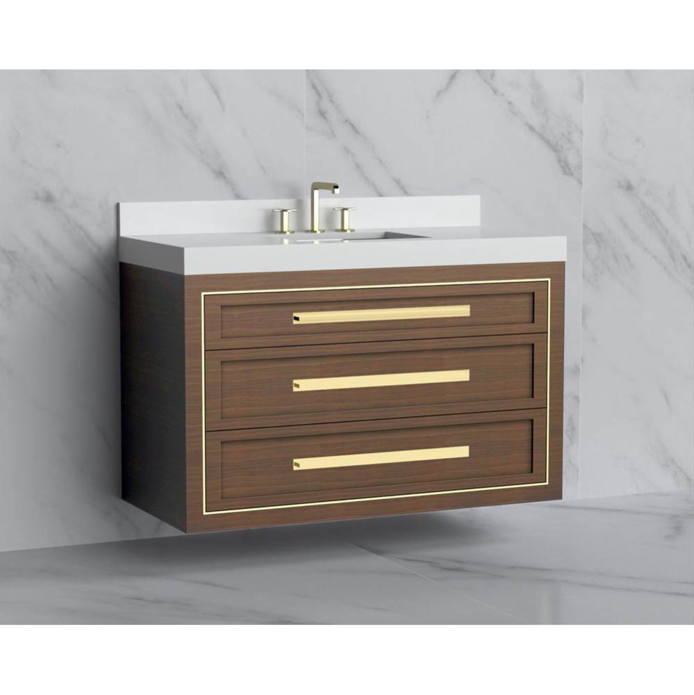 Renaissance 48C'' Wall hung Vanity Cabinet in Natural Walnut/HW: Handles Brushed Nickel(