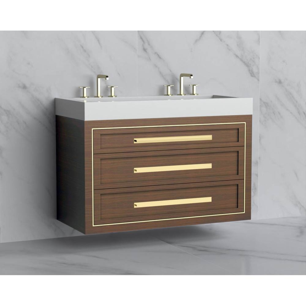 Renaissance 48D'' Wall hung Vanity Cabinet in Brandy/HW: Handles Polished Chrome(PC)