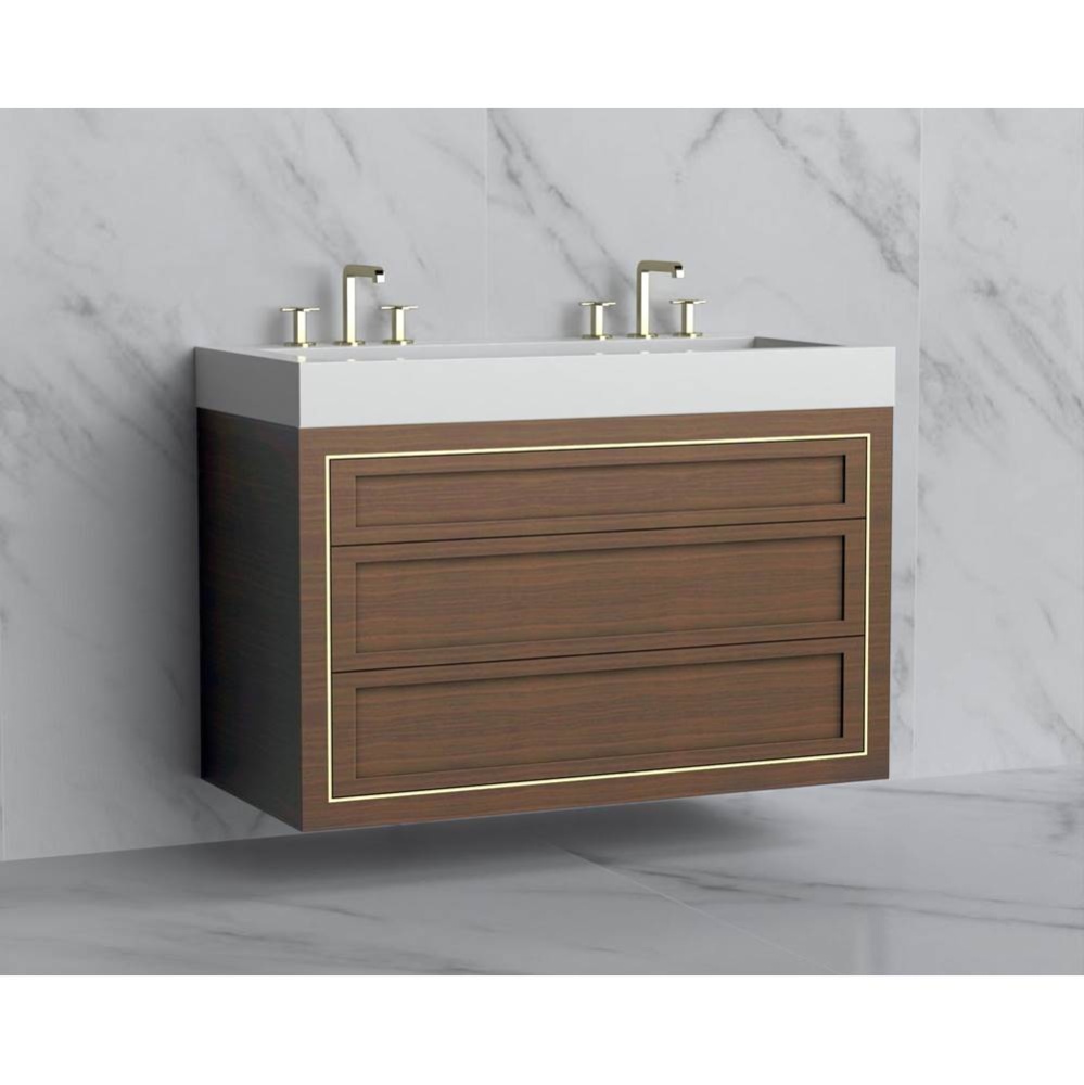 Renaissance 48D'' Wall hung Vanity Cabinet in Coastal Grey - No Handles - Inlay in Polis