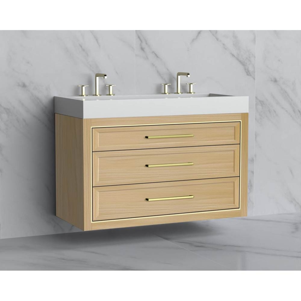 Renaissance 48D'' Wall hung Vanity Cabinet in Natural Oak/HW: Handles Polished Chrome(PC
