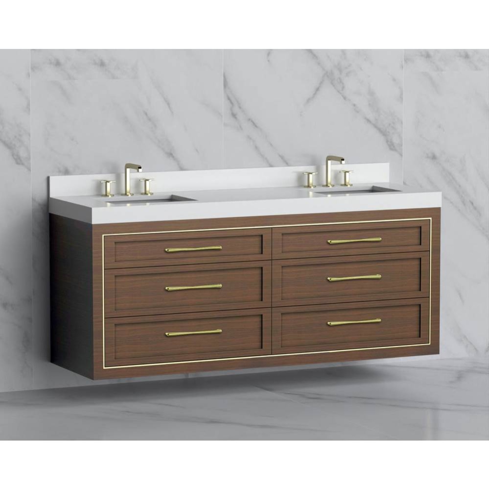 Renaissance 72'' Wall hung Vanity Cabinet in Coastal Grey/HW: Handles Polished Chrome(PC