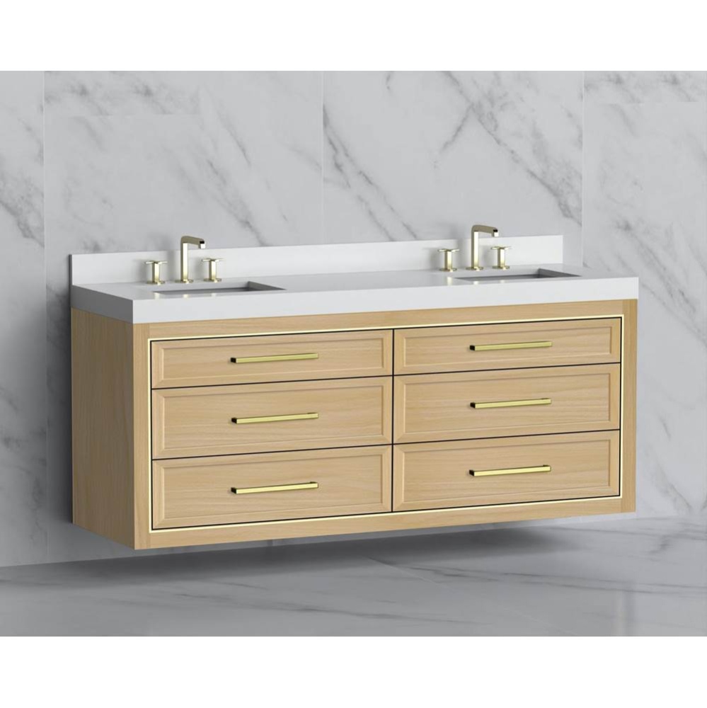 Renaissance 72'' Wall hung Vanity Cabinet in Natural Oak/HW: Handles Polished Chrome(PC)