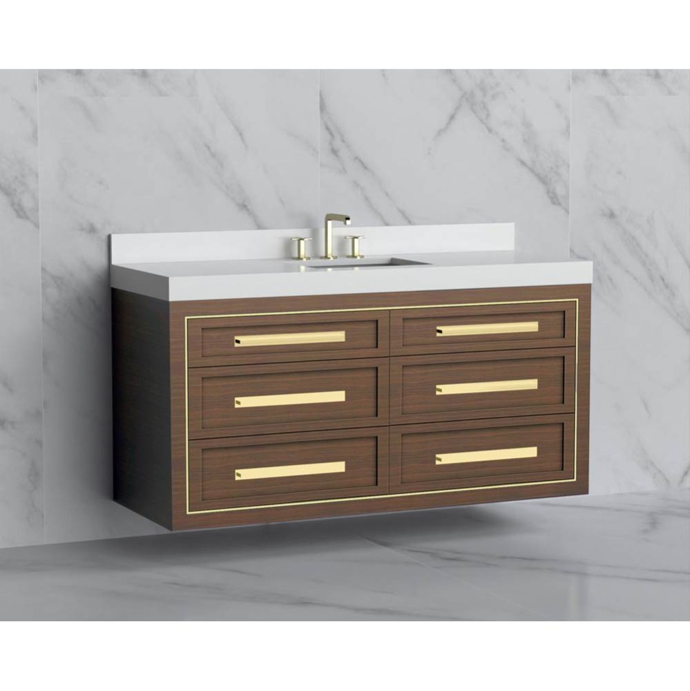 Renaissance 60C'' Wall hung Vanity Cabinet in Brandy/HW: Handles Polished Chrome(PC)