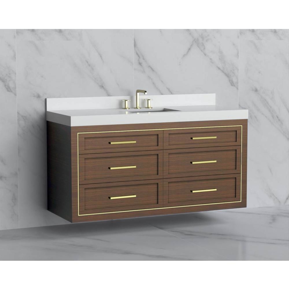 Renaissance 60C'' Wall hung Vanity Cabinet in Brandy/HW: Handles Polished Nickel(PN)