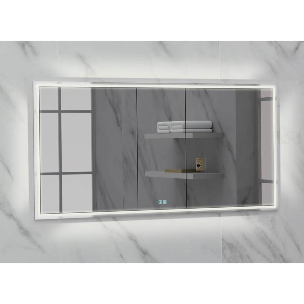 Illusion Lighted Mirrored Cabinet, Recessed Mount, 60'' x 36'' x 4-3/4'&a